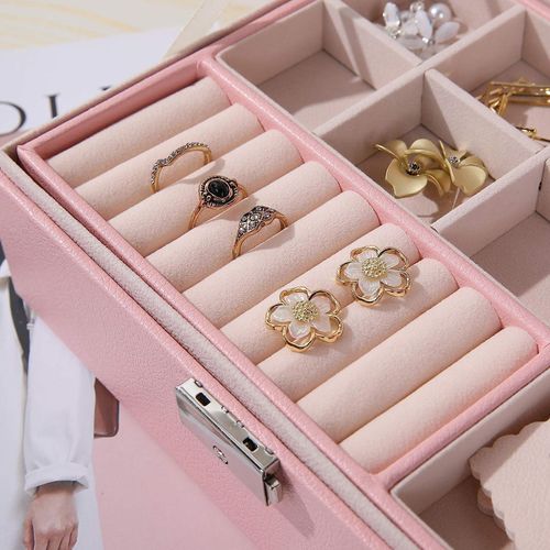 KENIY Jewelry Box for Women,4 Layers Large Jewelry Storage Box