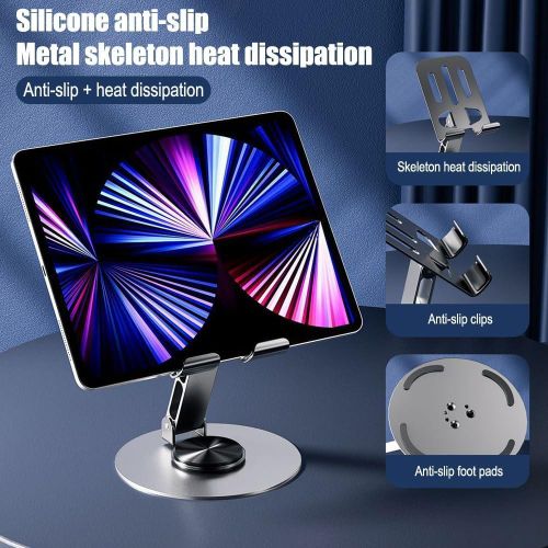 product_image_name-Generic-Phone Stand for Desk, Adjustable Phone Holder Stand Dock...Foldable Cell Phone Stand, Metal Portable Phone Holder, Fully Adjustable Rotatable Cell Phone Holder for Desk, for Phone, Pad, Mobile, Tablet-1