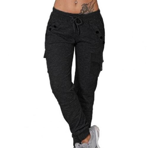 Fashion Women Solid Cargo Pants Multicolor Stretch Casual Lacing Drawstring  High Waist Bottoms Trousers Fitness Tracksuit Dropshipping(#Black) @ Best  Price Online