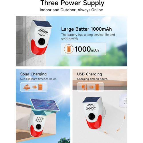 product_image_name-Generic-Solar Alarm Flashing Light Strobe 120dB Siren  Rechargeable Battery Solar Panel-5