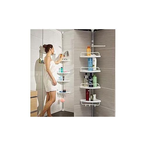 product_image_name-Generic-4-tier Telescopic Adjustable Shower Corner Bathroom Shelf, Designed For Organizing-2