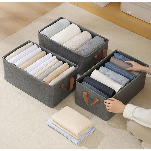 product_image_name-Generic-Foldable Fabric Storage Basket 50x35x24cm Clothes Organizer-2
