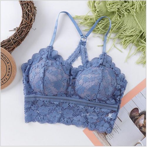 3D Fashion Fashion Free Size Lace Bralette Padded Full Cup LIGHT BLUE @  Best Price Online