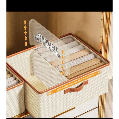 product_image_name-Generic-Fabric Compartment Storage Box – Beige Organizer with Handle (30 × 40 × 50 cm)-2