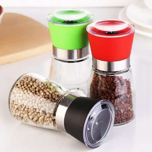 1pc Black Manual Pepper Grinder Salt Shaker Mill Kitchen Glass Seasoning  Bottle