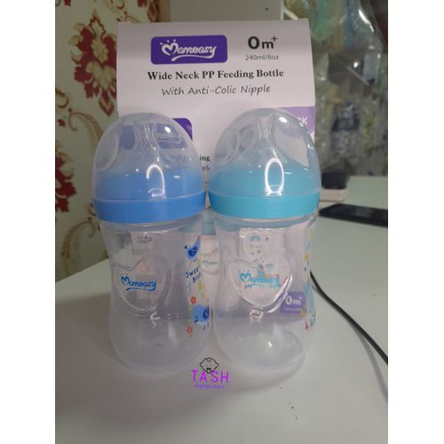 Mom Easy Wide Neck Feeding Bottle With Soft Nipple 240 Ml Twin