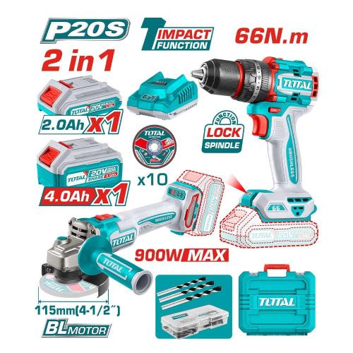 product_image_name-TOTAL-TCKLI20273 Cordless 2 Pcs  Combo Kit 20V-1