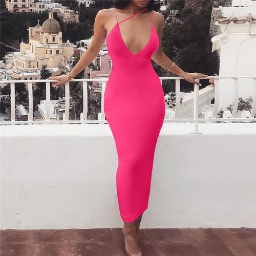 Solid Sexy Maxi Dresses for Women Sleeveless Bodycon Dress Slim