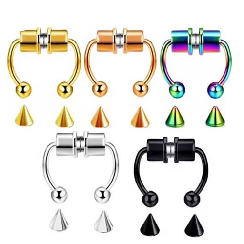 Buy SCERRING Fake Septum Nose Hoop Rings Stainless Steel Faux Lip Ear Nose  Septum Ring Non Piercing Clip On Nose Hoop Rings Body Piercing Jewelry  20PCS, Metal Crystal, cubic-zirconia at Amazon.in