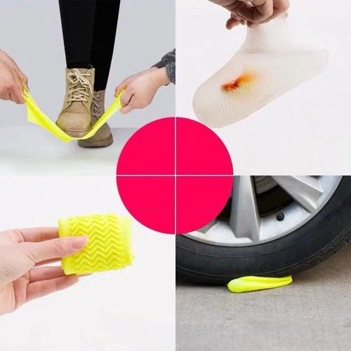 Generic Waterproof Silicone Shoe Covers For Rain Yellow Color L