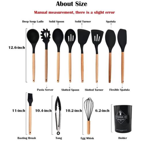 product_image_name-Generic-Silicon 12 PCS SPOON SET Heat Resistant, Non-Stick & Durable Kitchen Utensils -2