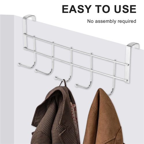 Over the Door 5 Hooks Rack Hanger Bathroom Metal Organizer for