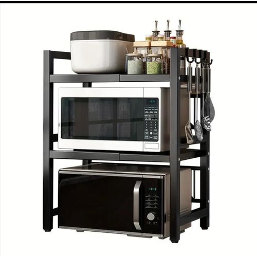 product_image_name-Generic-Double Layer Heavy-duty Adjustable Microwave Stand – Stainless Steel Rust-Free Kitchen Organizer Rack-4