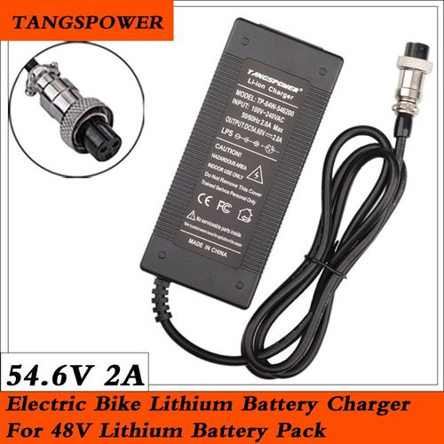 48V Lithium Battery Charger Adapter 54.6V 2A For Electric Bicycle