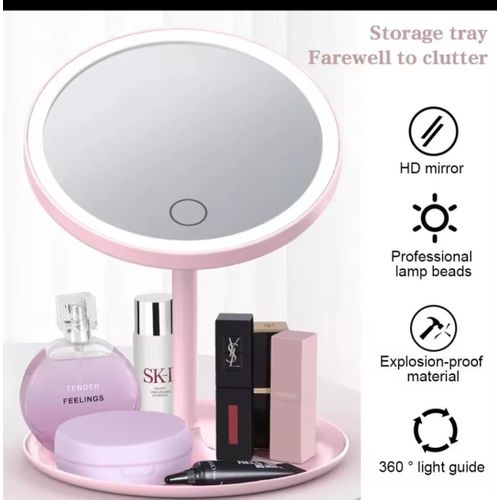 product_image_name-Generic-LED Makeup Mirror with Storage Tray – 180° Rotatable Vanity Mirror-1