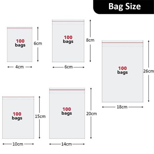 product_image_name-Generic-100Pcs 6x8cm Clear Plastic Reclosable Long Zip Poly Bags, Thickened PE Self-Sealing Bags-7