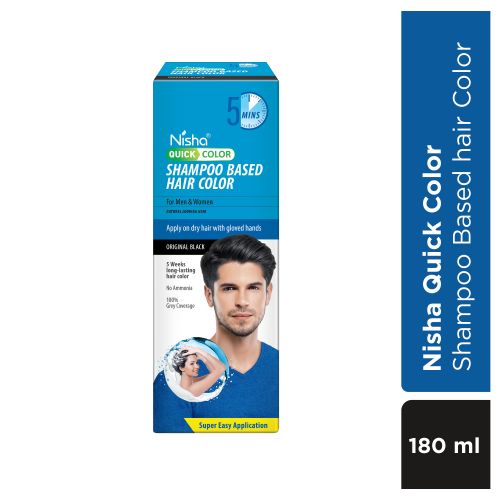 product_image_name-Nisha-Shampoo Hair Color Dye In 5 Minutes, 100% Grey Coverage, Men & Women, All Hair, Original Black, 180ml-2