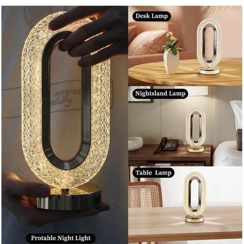 product_image_name-Generic-Modern Portable Crystal Oval Rechargeable Table Lamp With Three Changing Color Dimming LED Touch Control Light-1