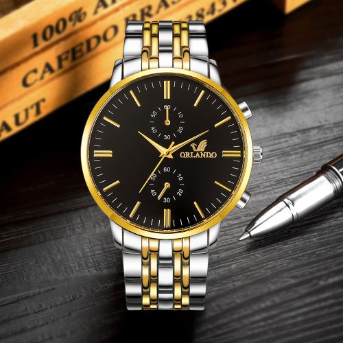 Orlando® Branded Chronograph Look with Gold Dial, Chrome & Gold Plated  Metal Belt Watches for Men - W1211GG : Amazon.in: Fashion