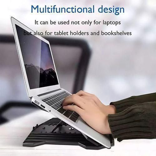 product_image_name-BLACK-White Label Laptops Stand With Mobile Phone Holder-4