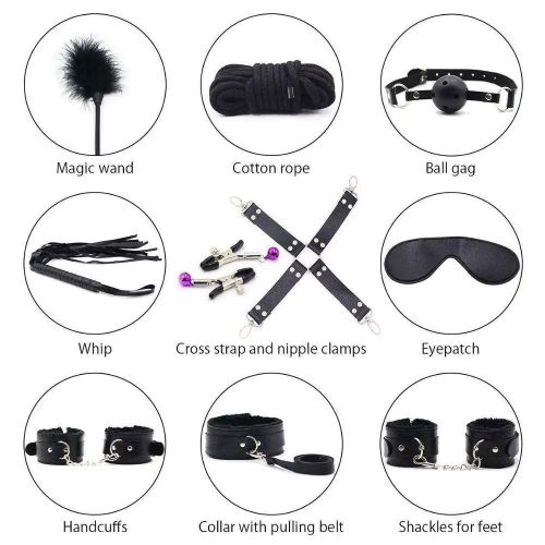product_image_name-Generic-PU Leather Bondage Set for Couples – Complete 10-Piece Restraint & Sensory Kit-2