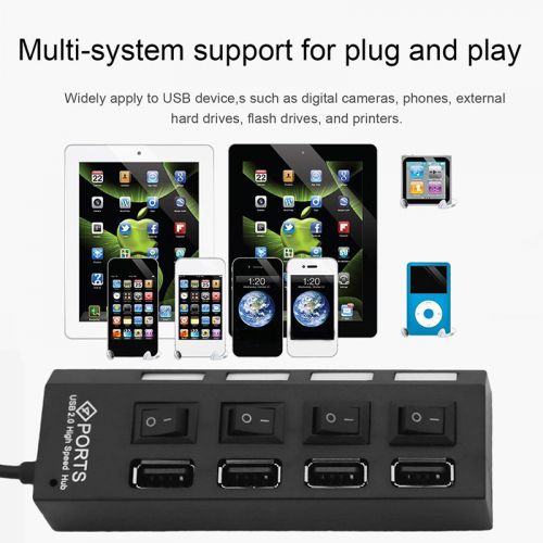 product_image_name-Generic-4 Port USB 2.0 HUB Extender Adapter -Black-2