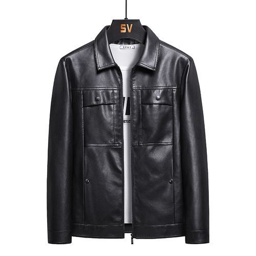 Fashion Men's Outdoor Casual Windproof Leather Jacket-Black @ Best Price  Online