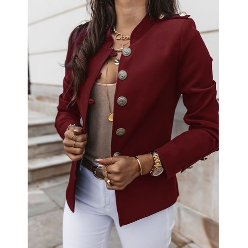 Women's Blazer Tweed Maillard Plaid Blazer Jacket Spring Business Office  Jacket Fall Winter Double Breasted Jacket Red Brown 2024 - $42.99