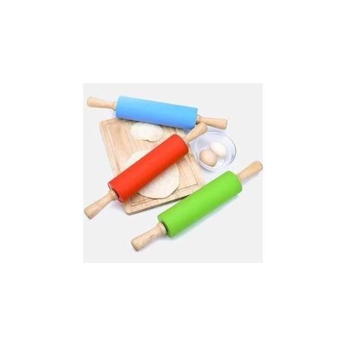 product_image_name-Generic-Silicon Non-Stick Rolling Pin With Wooden Handle-30cm-3