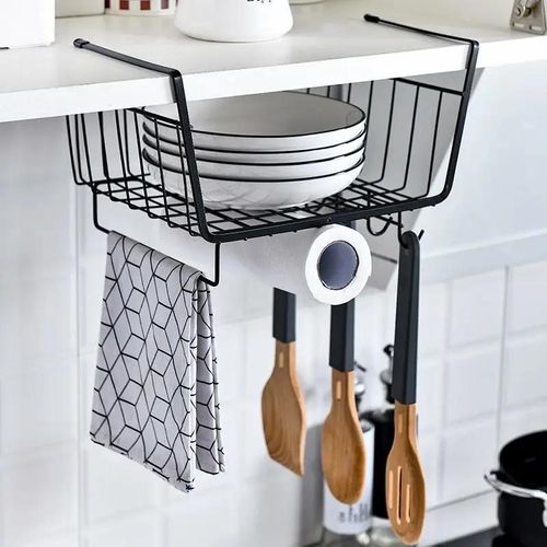 product_image_name-Generic-Under The Shelf Mesh Rack Storage Organizer With Hooks and Paper Holder-2