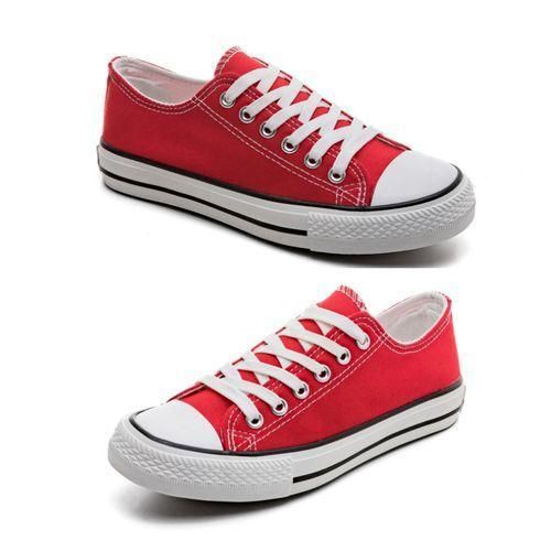 product_image_name-Fashion-Ladies Canvas Skateboard Low Cut Shoes Flat Red Shoes  Casual Sneaker-5