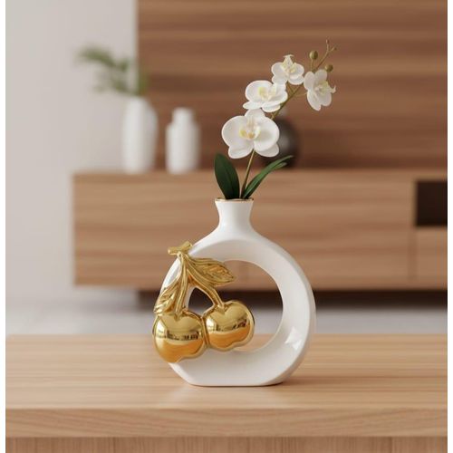 product_image_name-Generic-Modern Ceramic vase with Golden Cherry Design -1