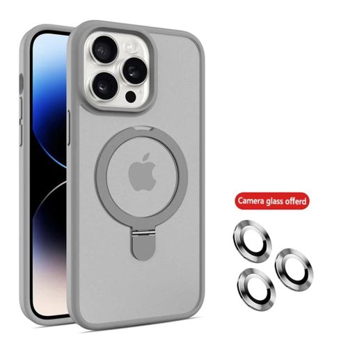 product_image_name-Generic-Matte Clear Magnetic Case (MagSafe) + Free Camera Lens Protector for iPhone 16 Pro - Grey-1