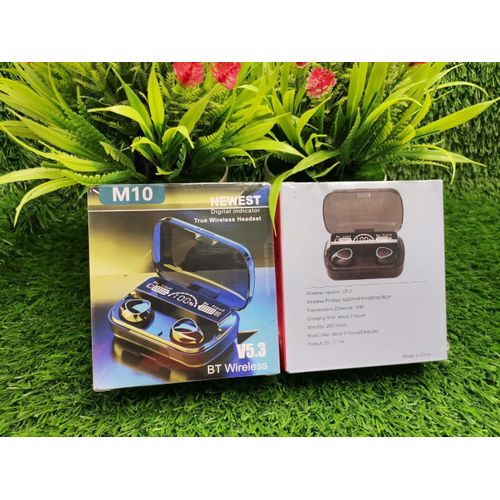 product_image_name-Generic-M10 LED Display Wireless Bluetooth Earphones – 9D Stereo Sound Headsets With Power Bank Charging Case-1