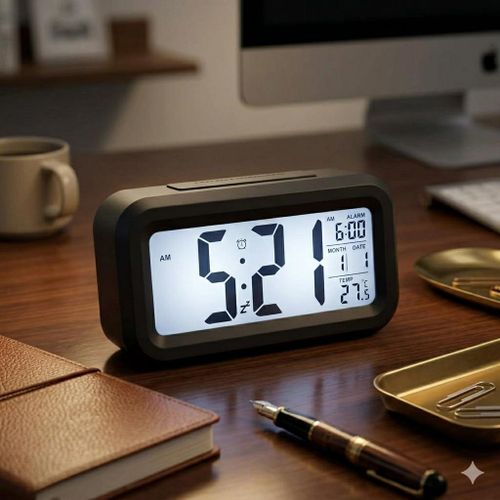 product_image_name-Lcd-Smart Modern LED Digital Mirror Alarm Clock – Temperature Display, Snooze & Night Mode - Black-1