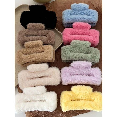 product_image_name-Generic-Fluffy Fur Hair Claw Clip -3
