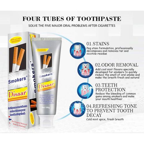 product_image_name-Disaar-Smokers Toothpaste Removes Tobacco Stains Fresh Minty Breath Strengthens Teeth Against Cavities 100g / 3.38fl.oz-6