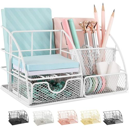 Rose Gold Desk Organizer for Women, AUPSEN Mesh Office Supplies Desk  Accessories