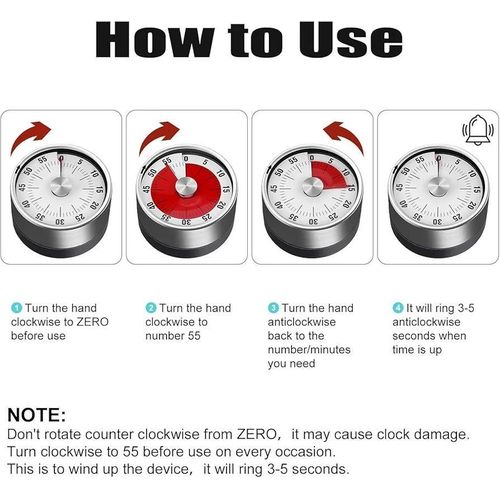 product_image_name-Generic-Mechanical Timer Magnetic Kitchen Timer  60 Minute Countdown Timer Visual Timer for Cooking, Teaching, Meeting Baking, Working Time Management Tool with Alarm Sound & Stainless Steel-3
