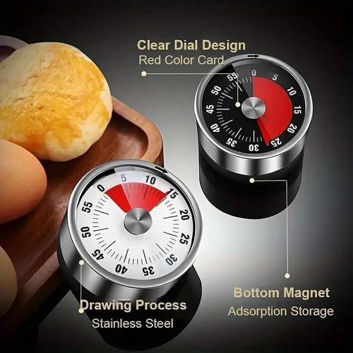 product_image_name-Generic-Mechanical Timer Magnetic Kitchen Timer  60 Minute Countdown Timer Visual Timer for Cooking, Teaching, Meeting Baking, Working Time Management Tool with Alarm Sound & Stainless Steel-7