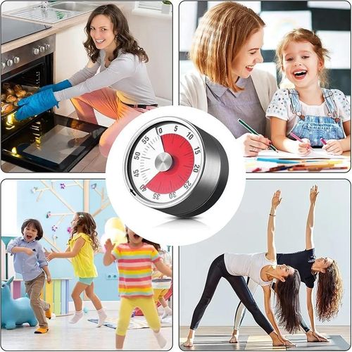 product_image_name-Generic-Mechanical Timer Magnetic Kitchen Timer  60 Minute Countdown Timer Visual Timer for Cooking, Teaching, Meeting Baking, Working Time Management Tool with Alarm Sound & Stainless Steel-8