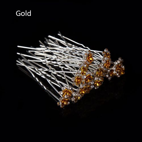 20pcs Bridal U-shaped Pin Metal Barrette Clip Hairpins Rhinestone