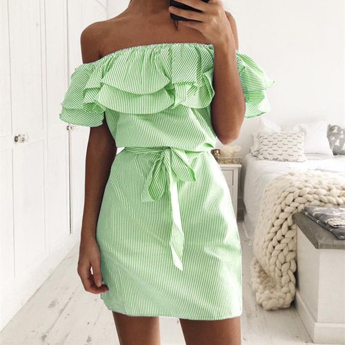 Fashion Ladies Dresses Women Clothes Striped Asymmetric Tube Top Off  Shoulder Skirt Clothes Short Skirt @ Best Price Online