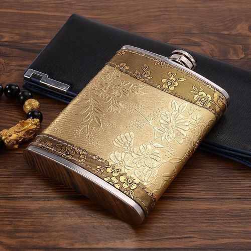 product_image_name-Generic-Stainless Steel Pocket Hip Flask - Vintage Gold Foil Pattern-8
