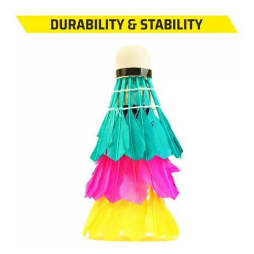 product_image_name-Generic-3pcs Coloured Feather Badminton Shuttlecocks (Multicolour) - Professional Pack of 3 Shuttle Cock-1