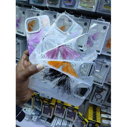 product_image_name-Generic-Luxury Marble Butterfly Rhinestone Glitter Case for iPhone 12 – Modern Executive Clear Silicone Protective Cover – Purple Edition-2