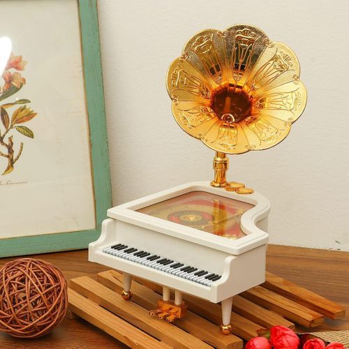 product_image_name-Generic-Vintage Style Piano Music Box with Phonograph Horn Decorative Tabletop Ornament-1