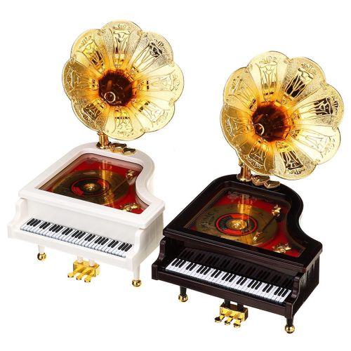 product_image_name-Generic-Vintage Style Piano Music Box with Phonograph Horn Decorative Tabletop Ornament-2