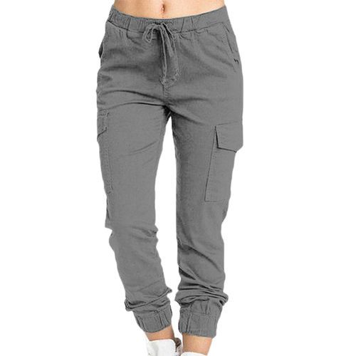 Fashion Women Solid Cargo Pants Multicolor Stretch Casual Lacing Drawstring  High Waist Bottoms Trousers Fitness Tracksuit Dropshipping(#Grey 1) @ Best  Price Online