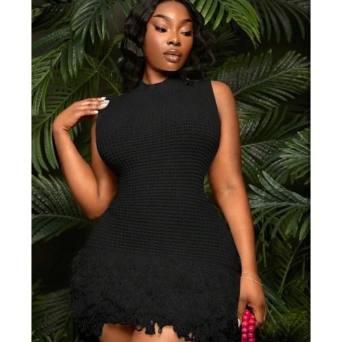 Fashion Elegant Sleeveless Knit Bodycon Dress with Fringe Hem  Chic Fitted  Mini Dress for Parties & Casual Wear @ Best Price Online | Jumia Kenya